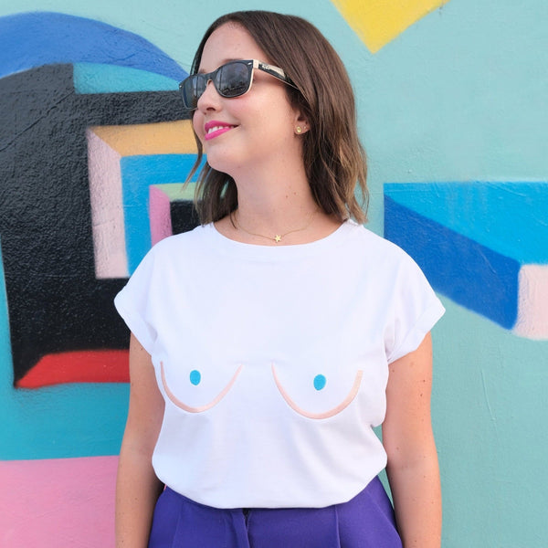 Embroidered boobies t-shirt