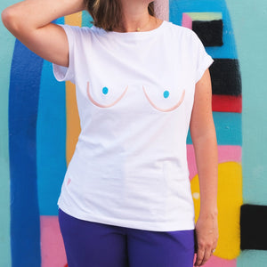 Embroidered boobies t-shirt