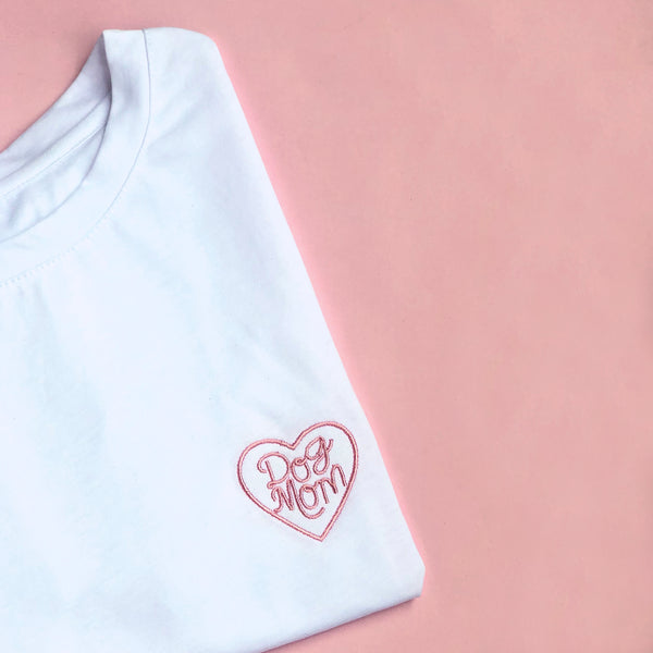 Embroidered Dog Mom Heart t-shirt